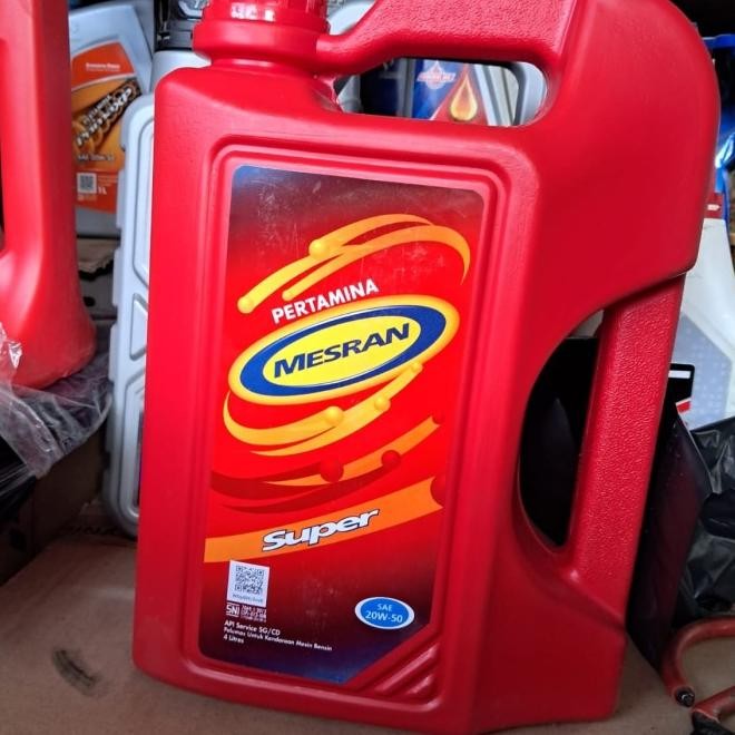Oli Mesin Mobil Bensin Mesran Super 20W-50 Sae Galon 4L 4 Liter Ori New