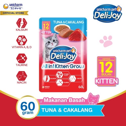 Deli-Joy Makanan Kucing Basah Kitten Tuna Topping Cakalang 60g
