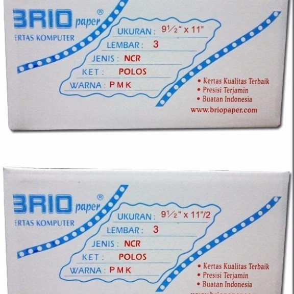 

Kertas Continuous Form 3 ply NCR brio Ukuran 9.5x13 (F4)