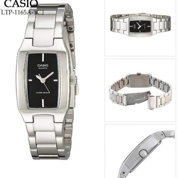 JAM TANGAN WANITA CASIO LTP-1165A-1C LTP1165A-1CDF SILVER BLACK ORIGINAL