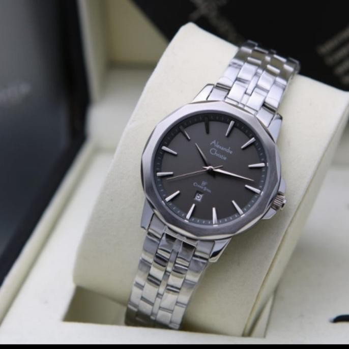 ALEXANDRE CHRISTIE AC8647 AC 8647 SILVER BLACK JAM WANITA ORIGINAL