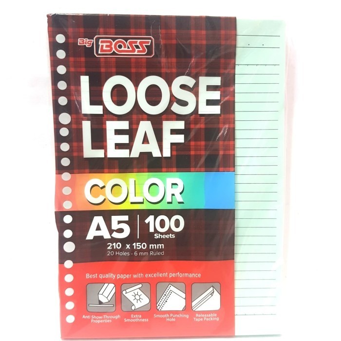 

BIG BOSS LOOSE LEAF A5 100 HIJAU GARIS