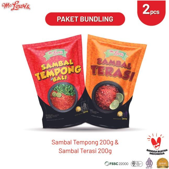

[Paket Bundle] Mc Lewis Sambal Terasi 200Gr + Mc Lewis Sambal Tempong 200Gr