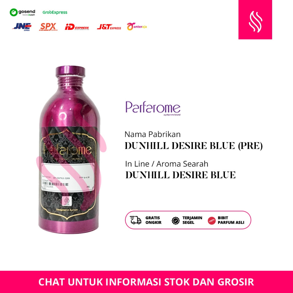 JUAL BIBIT PARFUM ASLI - PARFAROME PREMIUM - DUNHILL DESIRE BLUE (PRE) - SEGEL - 500 GR