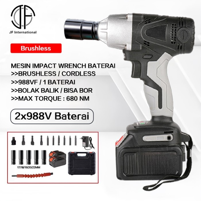 Cordless Impact Wrench/ mesin bor baterai/ Set Socket Motor Mobil Alat Untuk