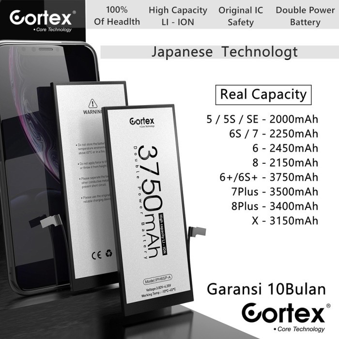 Battery baterai cortex double power iPhone 5/5s/6/6s/7/8plus original