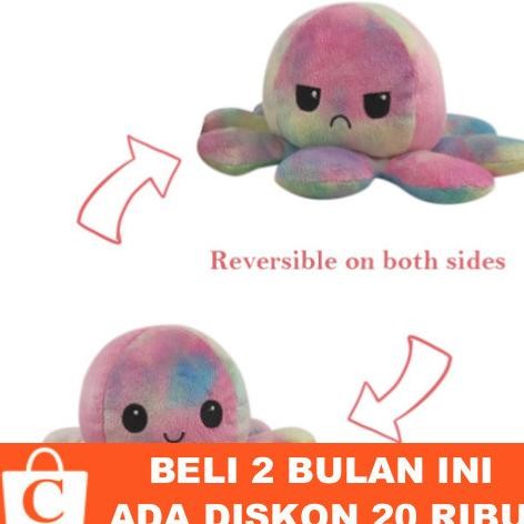 Boneka Gurita Reversible Mood Ekspresi RAINBOW PELANGI Tik Tok Indo