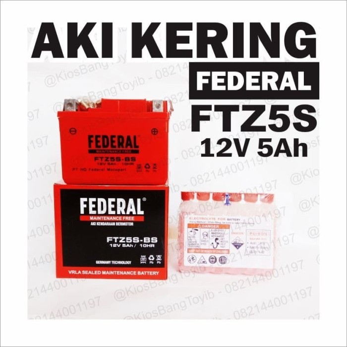 TERBARU - Aki kering federal FTZ5S-BS Kharisma Supra X125 Spin Beat Vario Revo