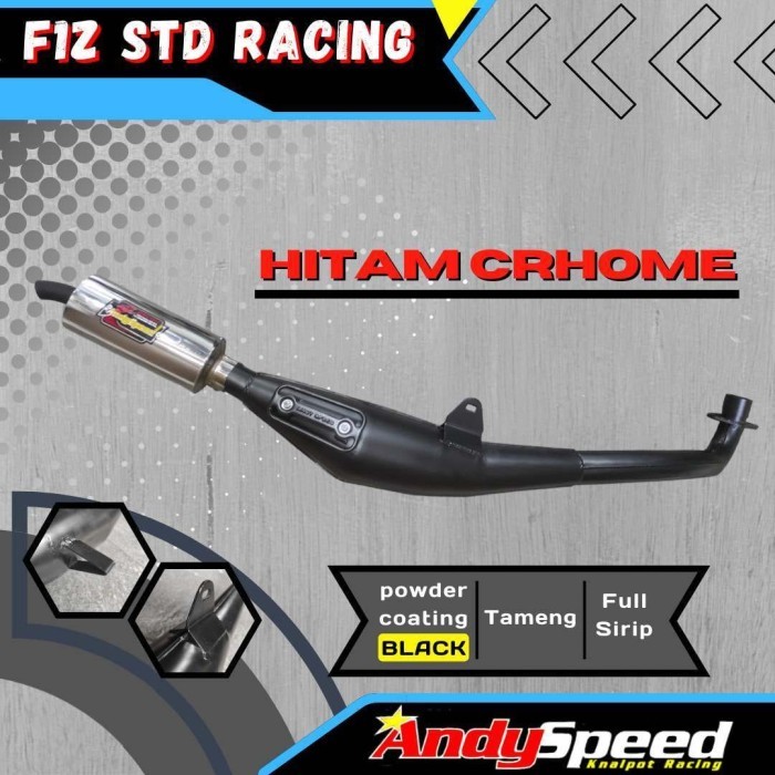 Knalpot FIZ FIZR FORCE1 MODEL STANDAR RACING HITAM merk andy speed