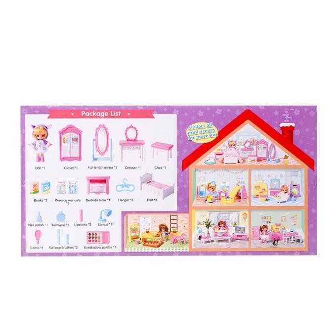OHSOME Dollhouse Playset - Set Mainan Rumah Boneka Anak Perempuan DIY Mainan Rumah Rumahan Boneka