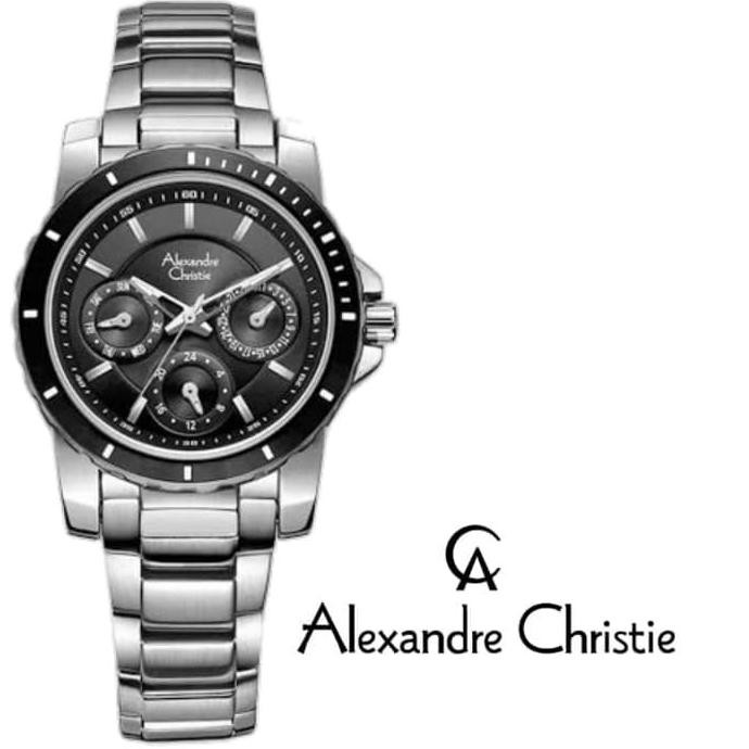 JAM TANGAN WANITA ALEXANDRE CHRISTIE AC6141 AC 6141 SILVER BLACK NEW
