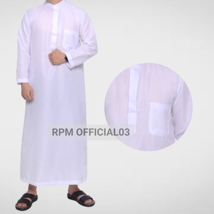 TERMURAH Jubah Original Gamis Pria Baju Muslim Remaja Laki Terlaris Putih Polos - Putih Polos, L