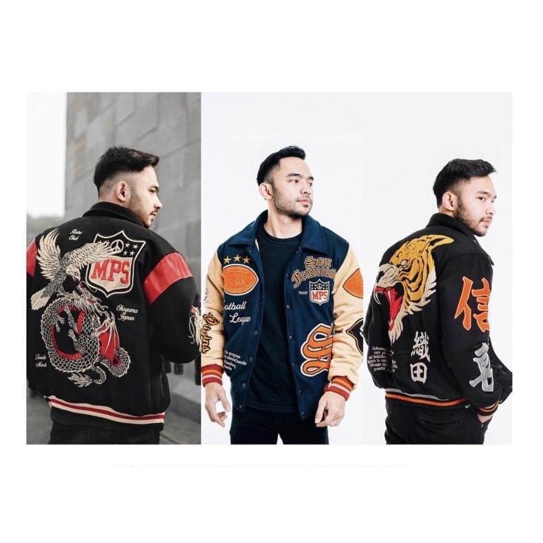 Jaket Pria Bomber Varsity Baseball Wanita Racing Wanita Varsity Jacket Bahan Fleece Tebal Kamikaze O