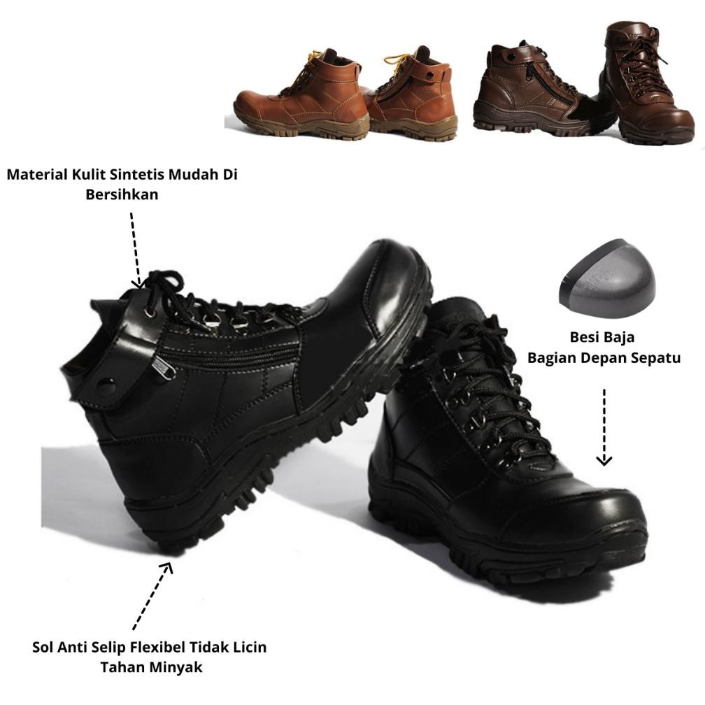 Sepatu Polisi Pdl Pdh Satpam Satpol Pp Pria Safety Boots Morisey Gunung Tracking Bikers Pria Keren
