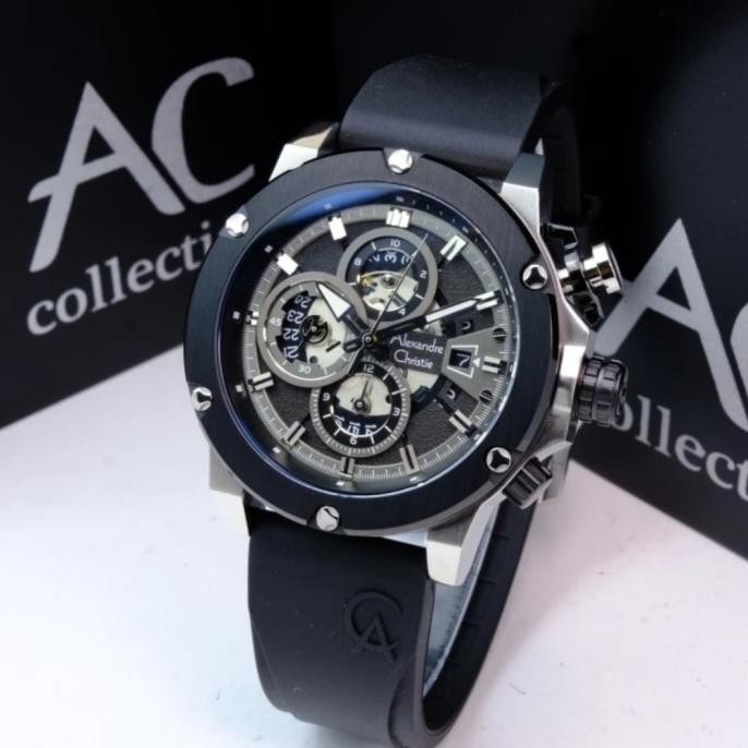 JAM TANGAN PRIA ALEXANDRE CHRISTIE AC6491 AC 6491 SILVER BLACK ORIGINA