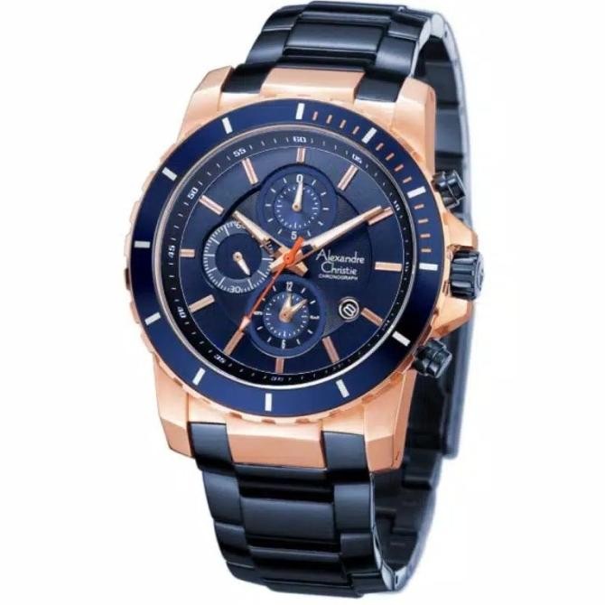 ALEXANDRE CHRISTIE AC6141 AC 6141 BLUE ROSE JAM TANGAN ASLI