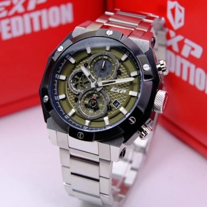 EXPEDITION E6385 E 6385 BC SILVER DIAL GREEN JAM TANGAN PRIA ORIGINAL