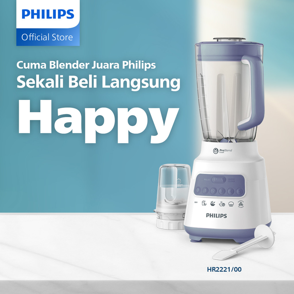 Blender Philips Plastik 2 liter - 5000 Series HR2221/00 - Blender jus - Blender bumbu philips - Dry 