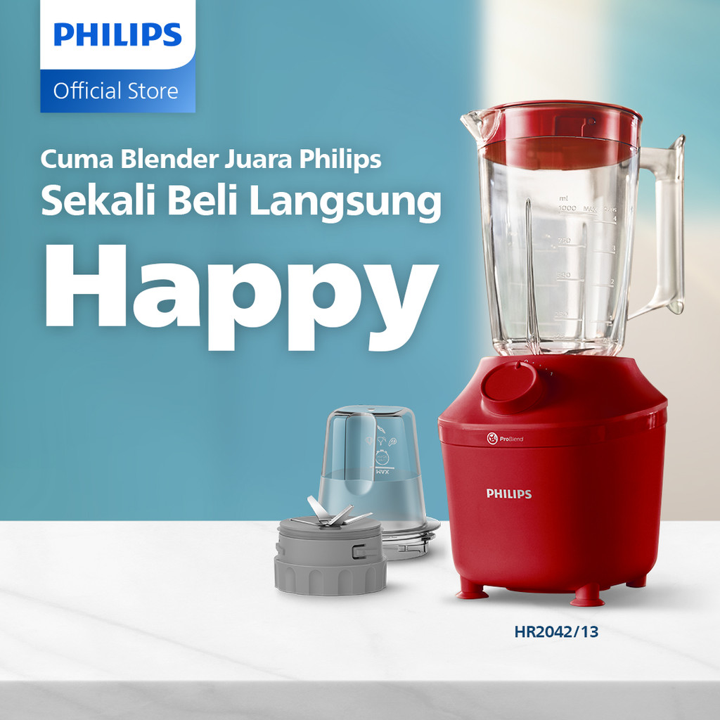 Blender Philips Plastik 1 Liter - 3000 series HR2042/13 - Blender Jus - Blender Juicer- Blender Terb