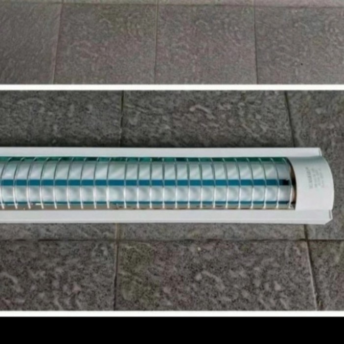 Kap Lampu LED TL RMO 2x8 Watt 120cm + Lampu Tinggal Pasang Siap Pakai