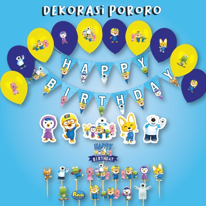 PAKET DEKORASI PORORO HAPPY THDAY ULTAH ULANG TAHUN HIASAN TULISAN