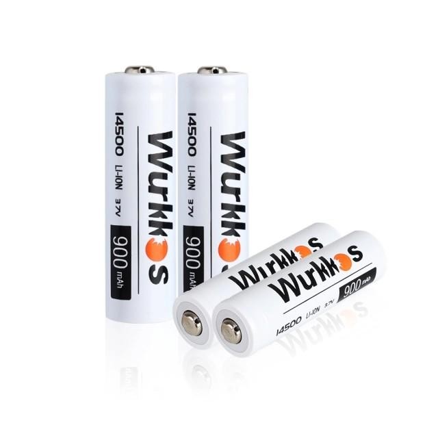 Wurkkos Baterai 14500 900Mah Button Top 3.7 Volt Senter Led