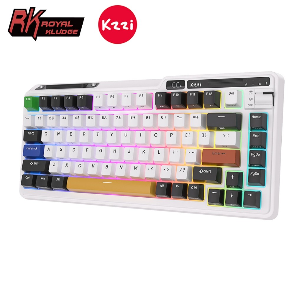 KZZI Kezhi K75 Pro Konsol Game Nirkabel Tiga Mode Keyboard Mekanis Gasket Gaming RGB Bubuk Emas Keyb