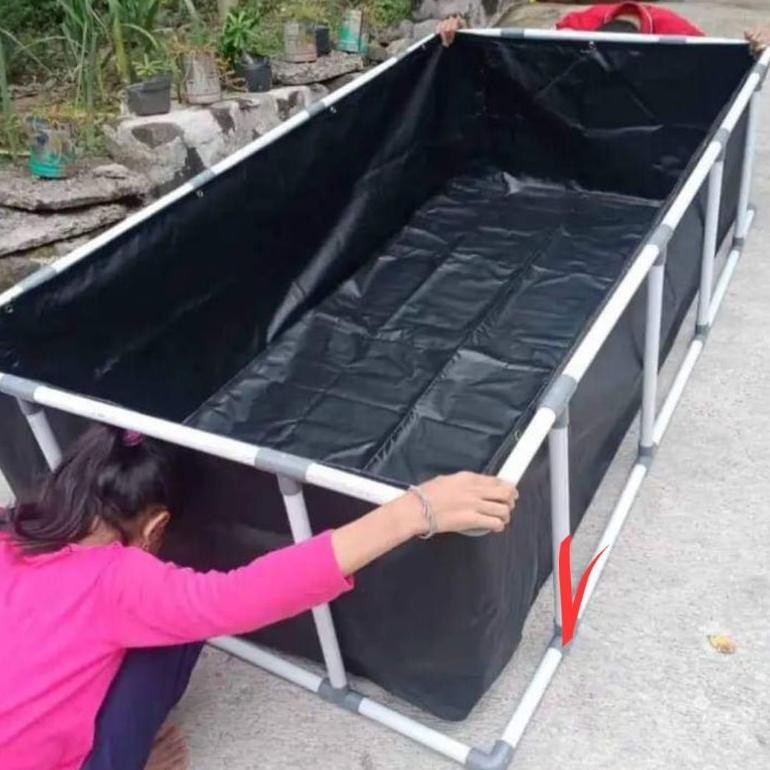 Terpal Kolam Set Rangka 200x100x50 Terpal fullset Kerangka Type A12 Hitam Korea