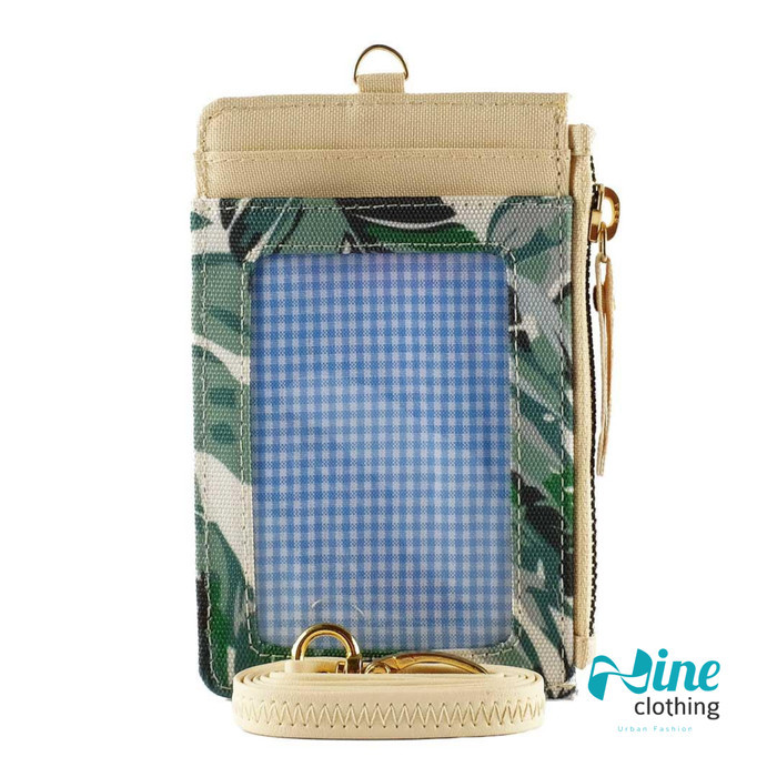 

KARA MONSTERA - ID Card Holder Wallts NameTag Lanyard Motif Hijau Daun
