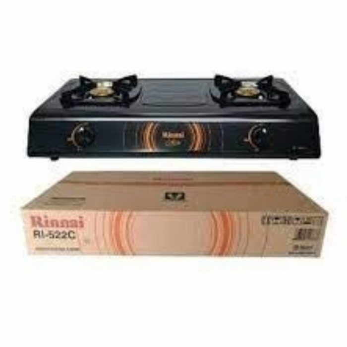 kompor gas rinnai 2tungku Ri522c teflon burner kuningan