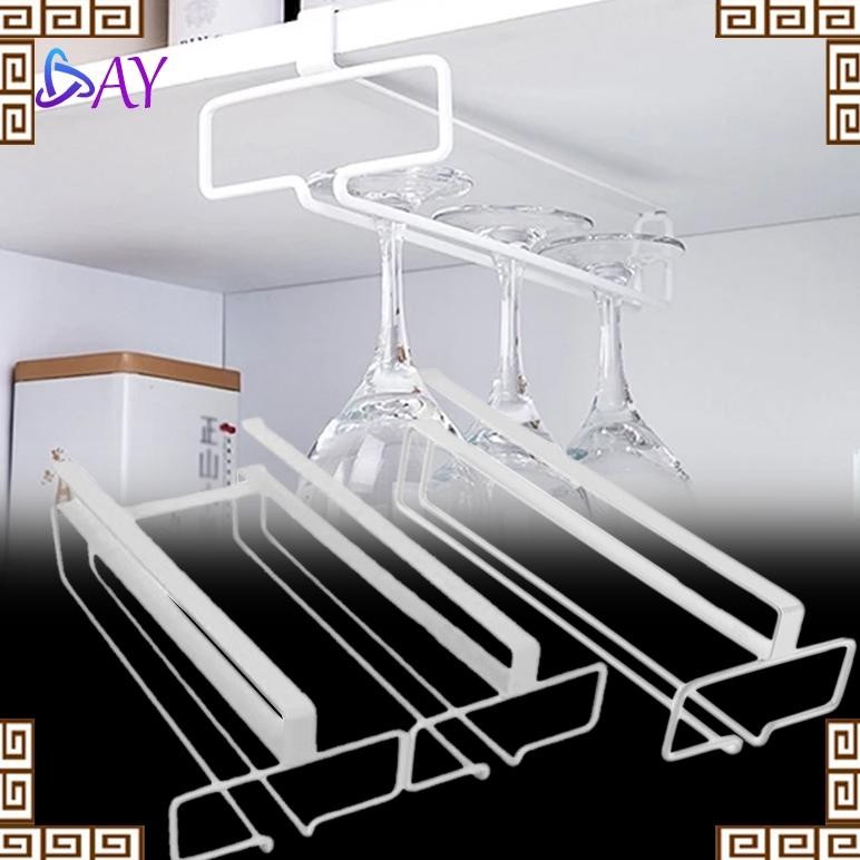 Rak Gelas Gantung/Gantungan Gelas Wine/Rak Gelas Baris Stainless 1 - 2 Baris/Untuk Bar Dan/Dapur Rak