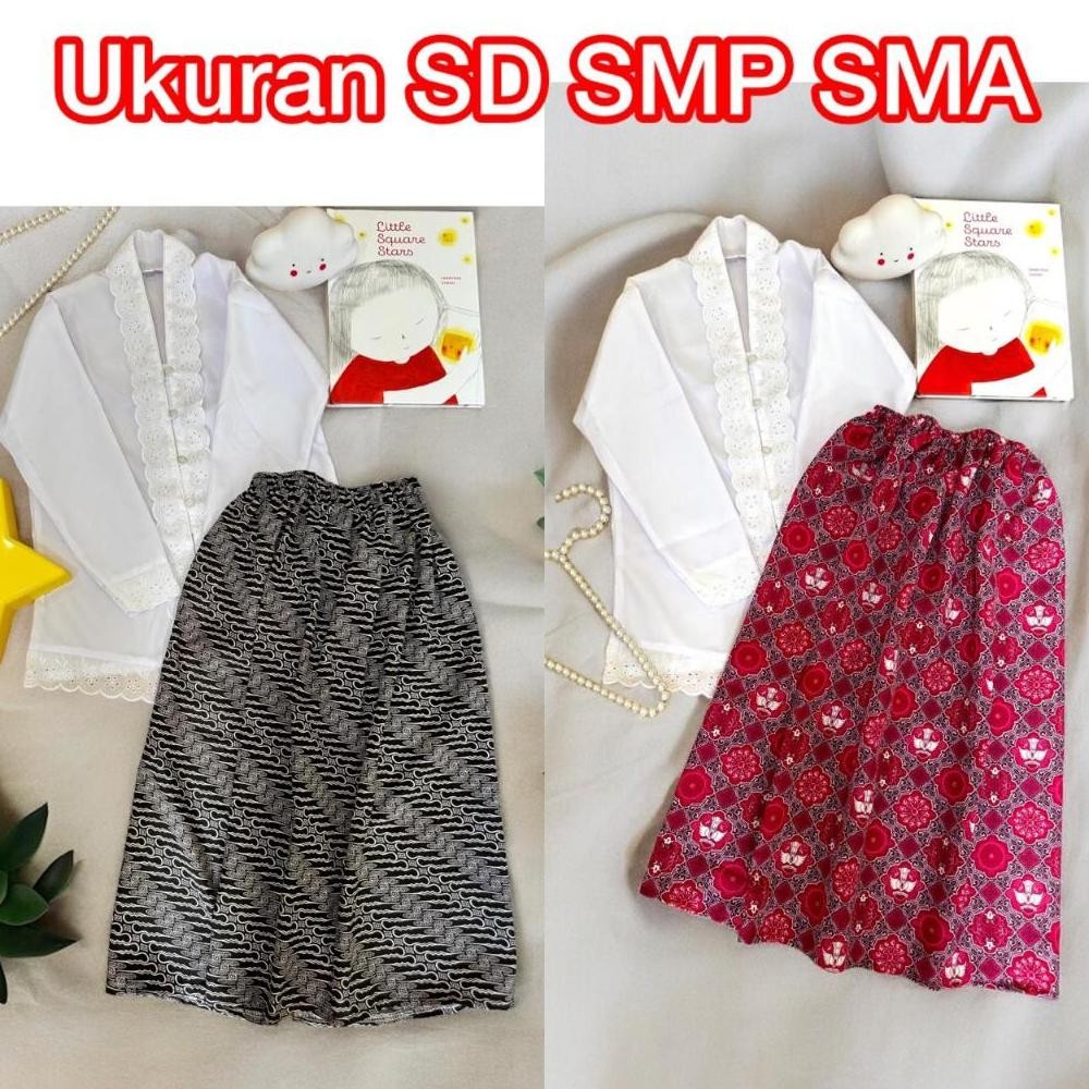 Kebaya Encim Anak Sekolah TK SD SMP SMA Kebaya Anak Perempuan Muslim Kebaya Sunda Skolah Motif Tunas