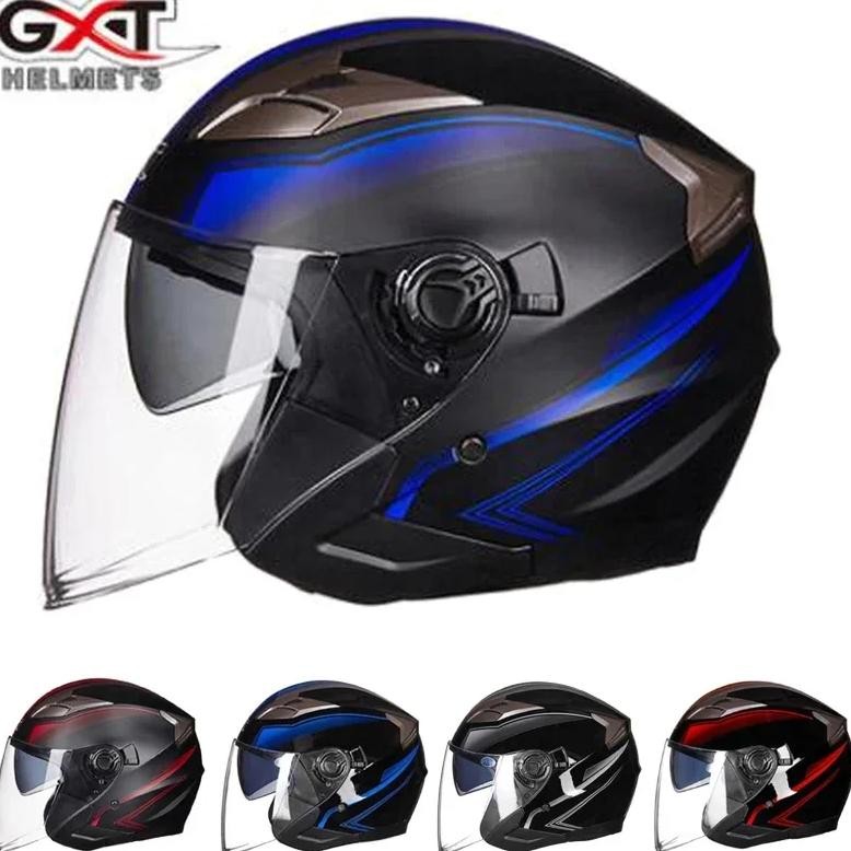 new gxt 708 double visor electric motorbike bicycle scooter safety helmet men/women half face summer