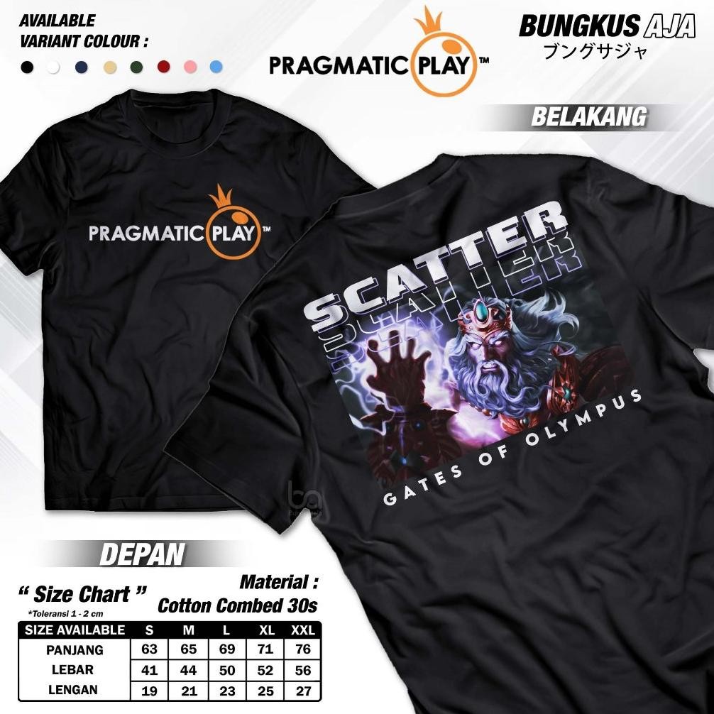 Kaos Pragmatic Play Gates Of Olympus Scatter T-Shirt Game Slot Distro A1228