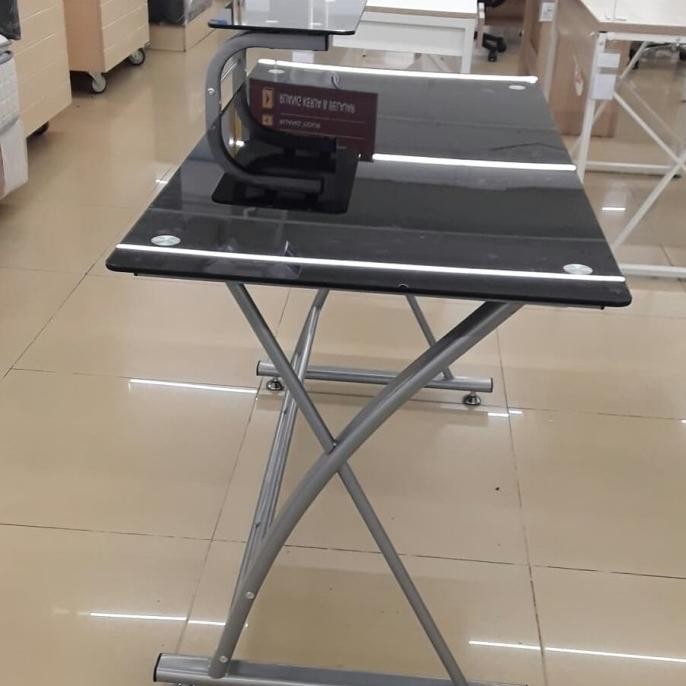 meja komputer hazel informa tempered glass