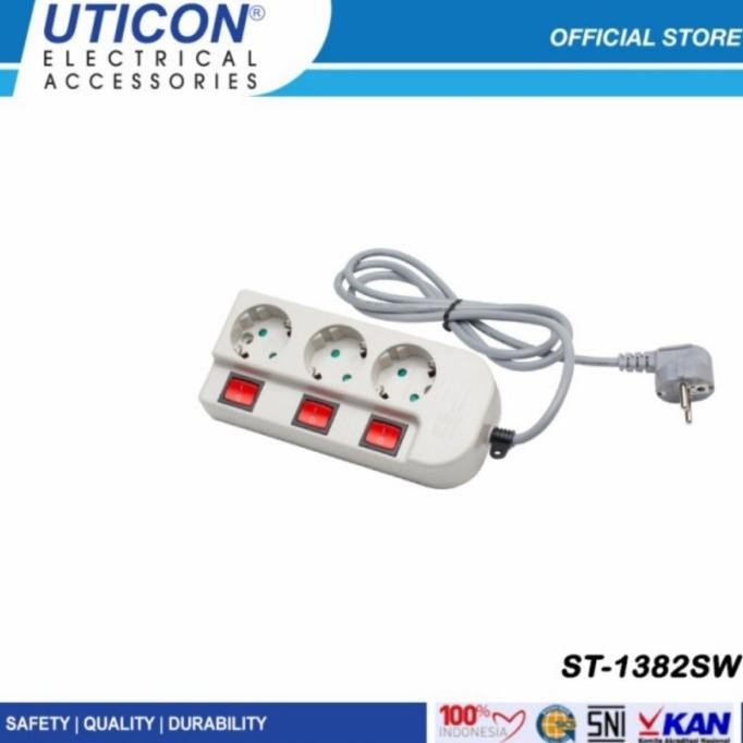 

TERSEDIA STOP KONTAK UTICON 3 LOBANG 1.5 METER SWITCH ST-1382 SW