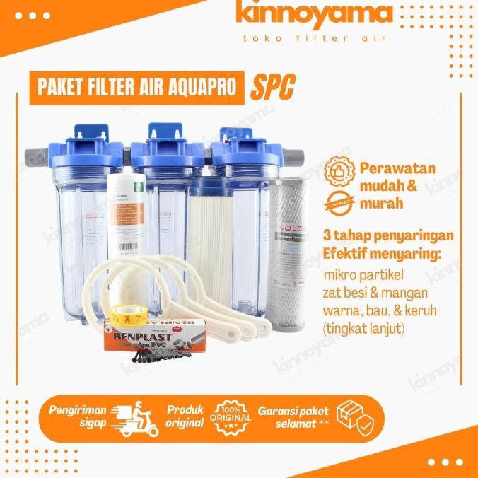 SARINGAN FILTER AIR ZAT BESI 10"/ PENJERNIH AIR SUMUR KUNING 3 TAHAP ORIGINAL DAN TERPERCAYA