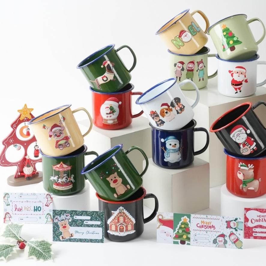 Hampers Natal Christmas Gelas Mug Enamel Souvenir Hamper Tahun Baru Free Kartu Ucapan