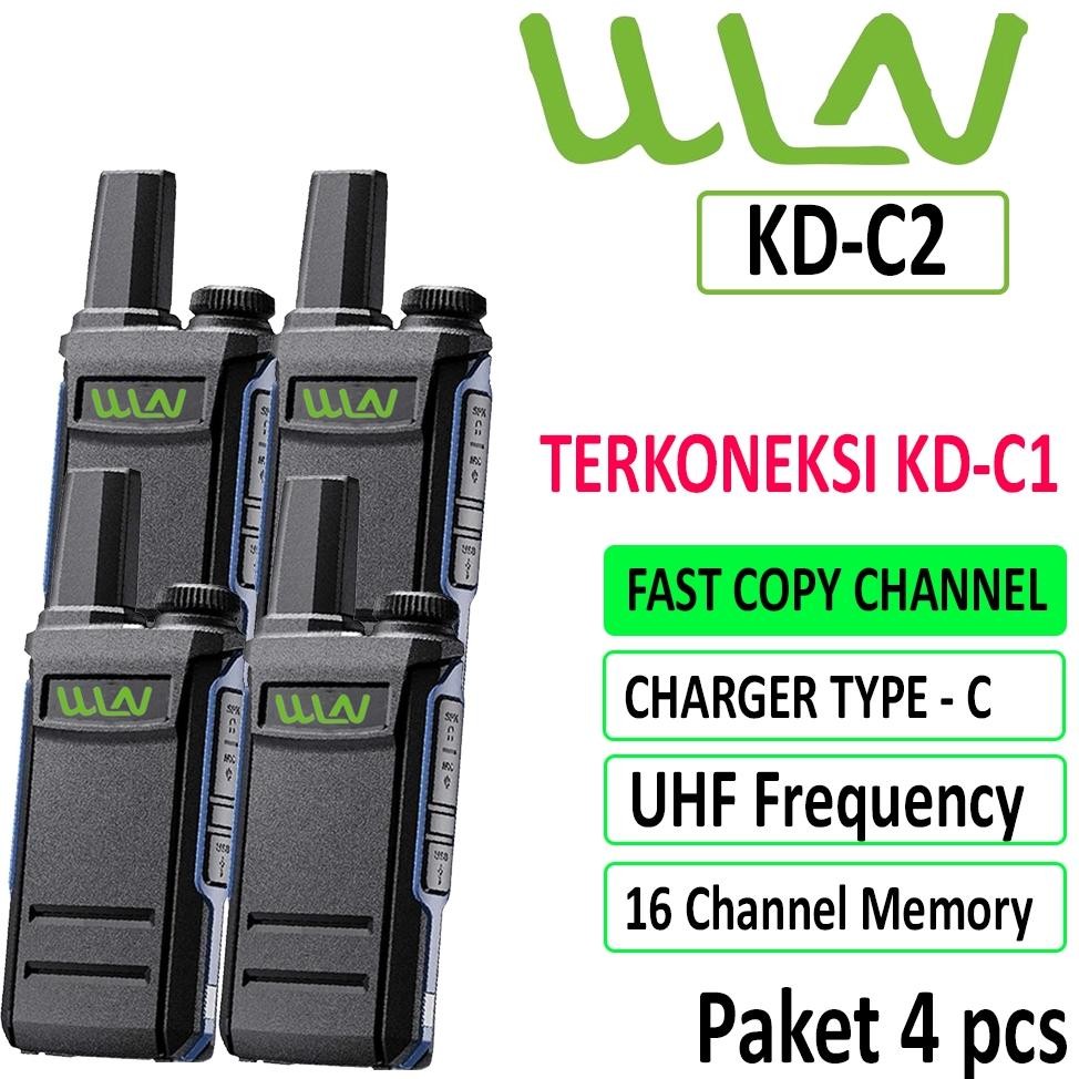 Kons Wln Ht Handy Talky Walkie Talkie 4 Unit Kd-C2 Uhf 400-470Mhz Terhubung Kd-C1 - Hitam