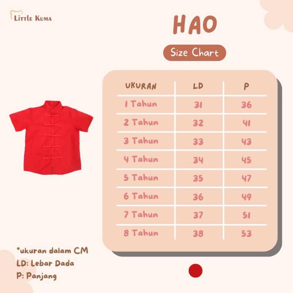 Cheongsam | Baju Anak Laki Laki | Baju Merah Anak | Baju Imlek | Baju Imlek Anak - Hao Top