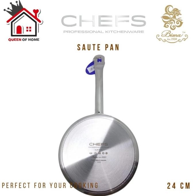 BIMA CHEFS SAUTE PAN SUS 304 24CM 3PLY STAINLESS BP1901024 SAUTE PAN