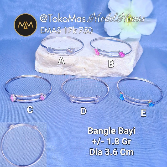 Gelang Bayi Karakter Emas Putih 750 kadar 17k