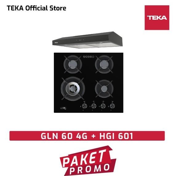 Kompor Tanam Gas 4 Tungku Linea by Teka GLN 60 4G Paket HGI 601 Black