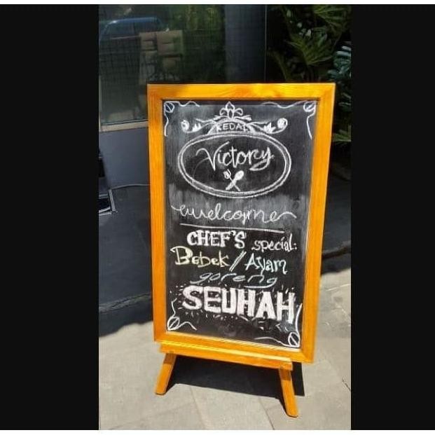 

TERMURAH - Papan Tulis Kapur Blackboard Menu Cafe + Stand 1 side 50 x 80