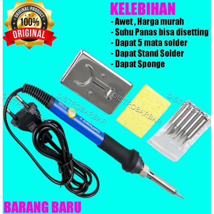Solder Listrik Temperatur Adjustable 60 Watt With 5 Tips Suhu 200-450C Original Dan Terpercaya