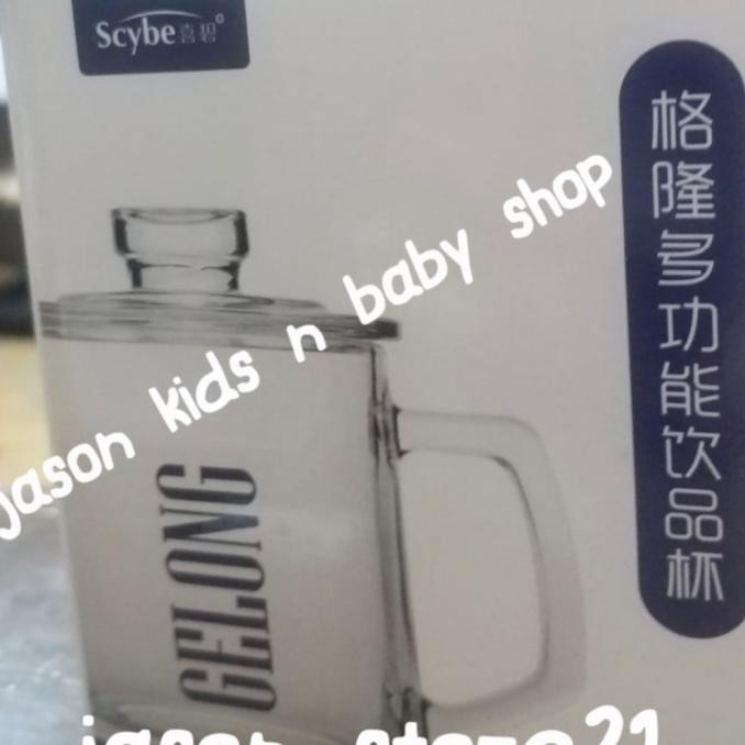 Gelas minum kaca (ada tutup)/Gelas minum gagang/Gelas kaca tinggi 10cm E88A