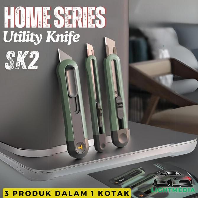 

BEBAS ONGKIR - Cutter Baja 3 Pcs Deli SK2 Home Series Utility Knife Cutter