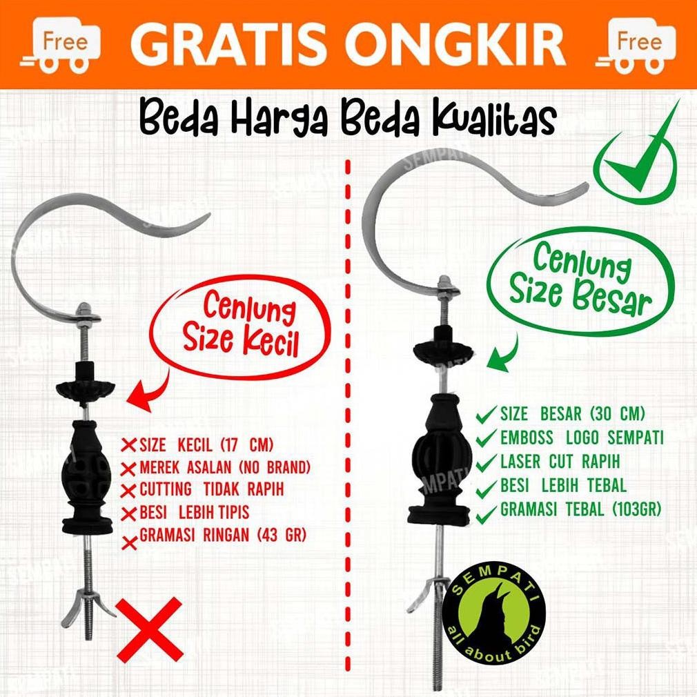 GANTUNGAN CENLUNG BESAR SEMPATI GANTUNGAN SANGKAR KANDANG BURUNG MURAI KOTAK LOVEBIRD PLAT GCBSM