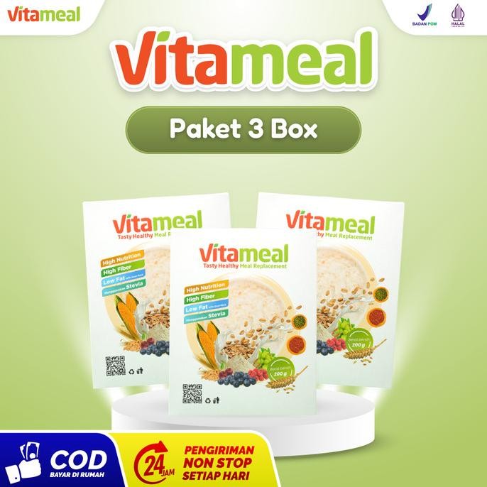 

VITAMEAL - Paket 3 Box Sereal Sehat Untuk Masalah Lambung Gerd Maag