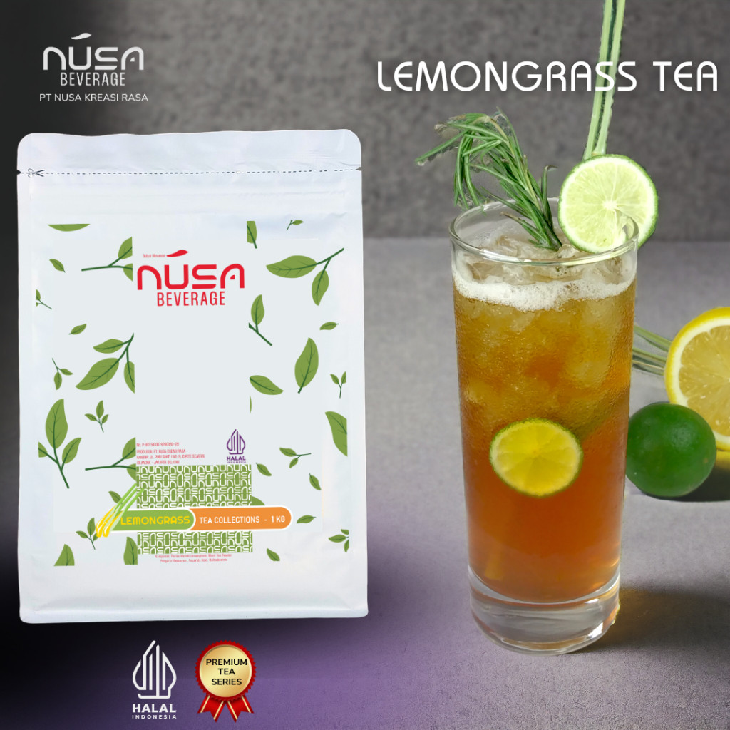 NUSA BEVERAGE Lemongrass Tea Premix Powder 1Kg Untuk Bisnis Dessert & Bakery & Cake
